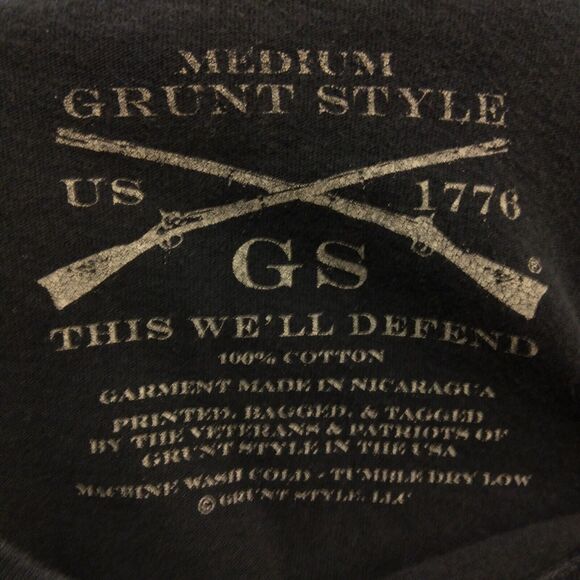 Grunt Style tshirt mens M Medium navy blue strong american flag officer short sl - Picture 7 of 8